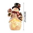 thumbnail image 4 of Set of 2 Light Up Snowman Figurine Christmas Tabletop Decor, Warm LED Glow, Carved Snowflake Design, Resin Winter Snowman Statue for Mantel Shelf Indoor Holiday Decoration & Christmas Gift, 4 of 6