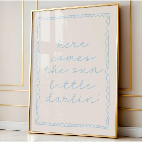 Here Comes The Sun, Little Darlin Art Poster, Light Blue And Cream Boho, Children'S Bedroom Decor, Nursery Wall Art, Unframed Poster Size 8x12 F03.1.15l325