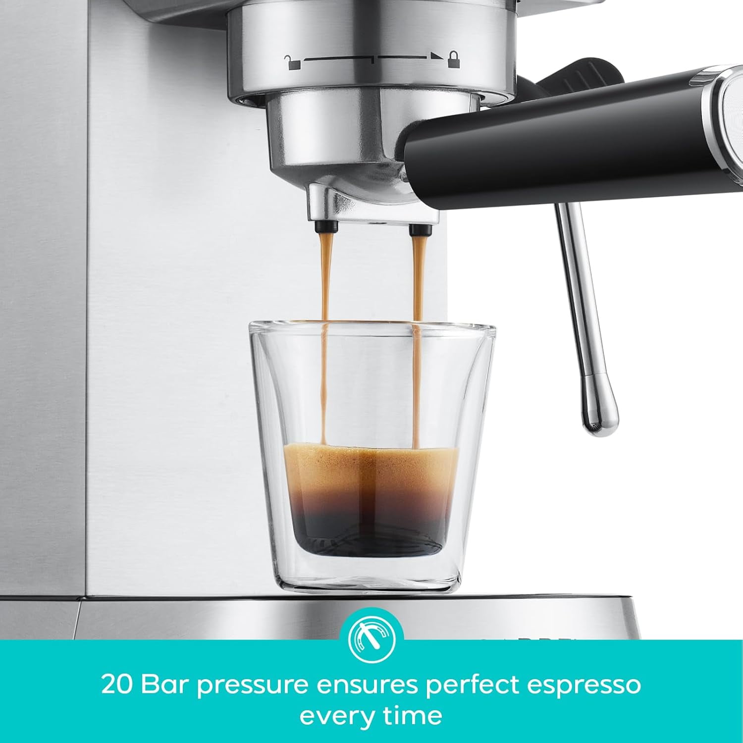 Casabrews 20 Bar Espresso Machine with Milk Frother Steam Wand, Stainless Steel Professional Cappuccino and Latte Coffee Machine, New, Silver