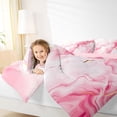 thumbnail image 3 of Homewish Pink Gold Marble Queen Comforter Set,Contemporary Aesthetic Comforter Sets Queen,Pink Reversible,3 Pieces,1 Comforter and 2 Pillowcases, 3 of 7
