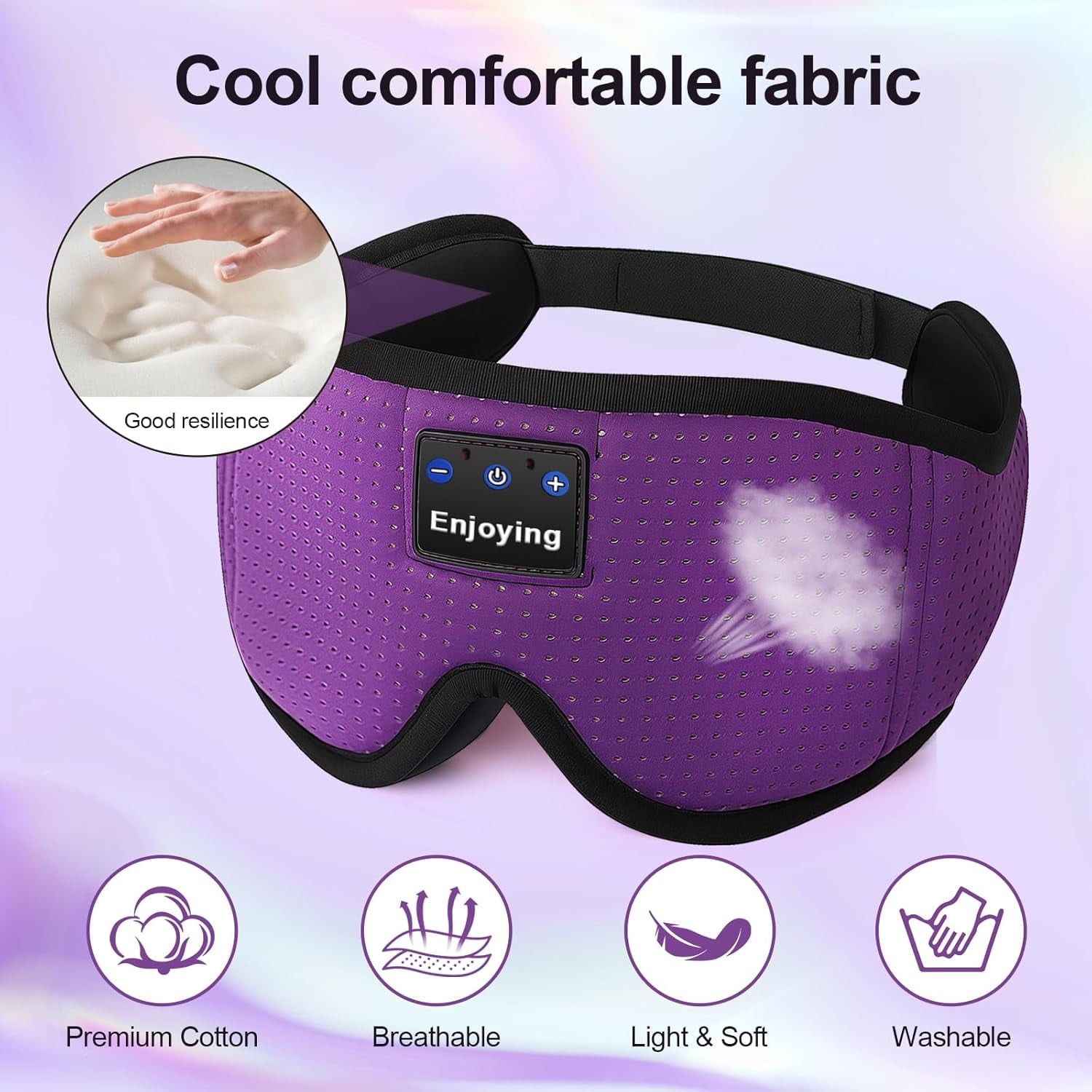 CCNZZITSHT Sleep Headphones, Sleep Mask Bluetooth Wireless Music Eye Mask, Sleeping Mask for Side Sleepers Sleep Mask with 3D Bluetooth Headphones Ultra-Thin Stereo Speakers Perfect for Sleeping