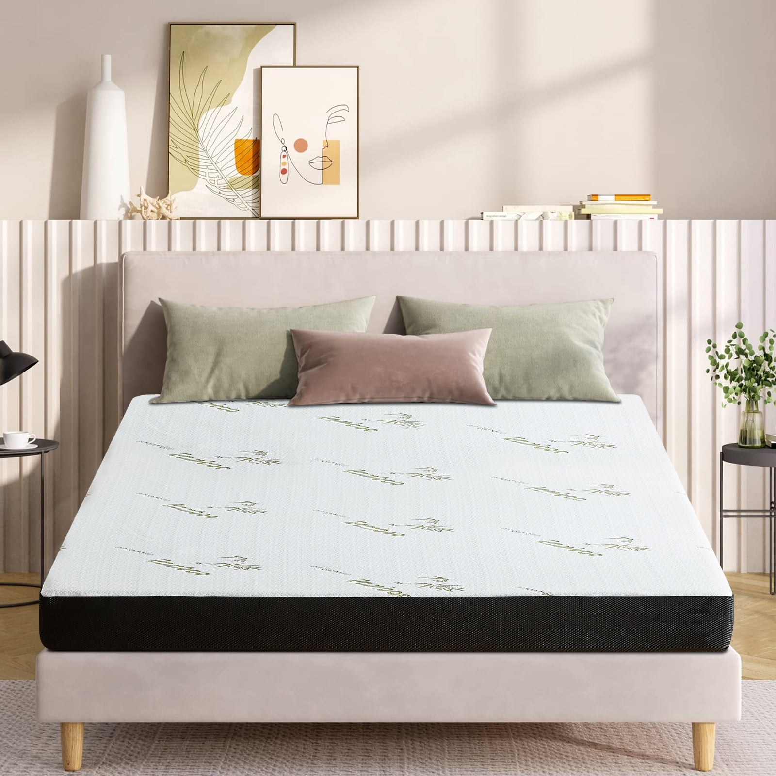 5 Inch Twin Size Waterproof Cooling Mattress Memory Foam Bamboo Cover Cooled Mattress