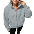 thumbnail image 4 of Ruyang Kids Zip Up Hooded Sweatshirt Long Sleeve Jacket Pockets Loose Coat Fall Warm Outerwear for Girls, 4 of 7