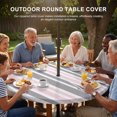 thumbnail image 3 of Round Outdoor Tablecloth with Umbrella Hole and Zipper, Pink Grey Stripes Tablecloth with Elastic Waterproof, Simple Striped Lines Minimalist Modern Patio Table Covers for 31" - 35" Pool Tables, 3 of 9