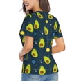 thumbnail image 3 of Honeii Avocado in Space Print Women's Classic V-Neck T-Shirt,Womens Fashion Tops,Stylish Everyday Top for Women, Casual Summer Spring Outfits Clothes-XX-Large, 3 of 5