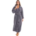 thumbnail image 1 of Women's Plush Fleece Robe with Hood, Long Warm Solid Bathrobe, 1 of 7