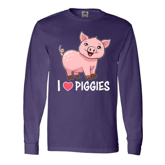 Inktastic I Love Piggies- Cute Pig Long Sleeve T-Shirt