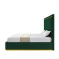 thumbnail image 4 of Creed Bed Hunter Green Velvet Queen Upholstered Powder Coated Gold Frame Base, 4 of 10