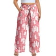 thumbnail image 4 of Cueply Women's Wide Leg Pants Plus Size Elastic Tie Knot Lounge Pants Loose Trousers with Pockets, 4 of 6