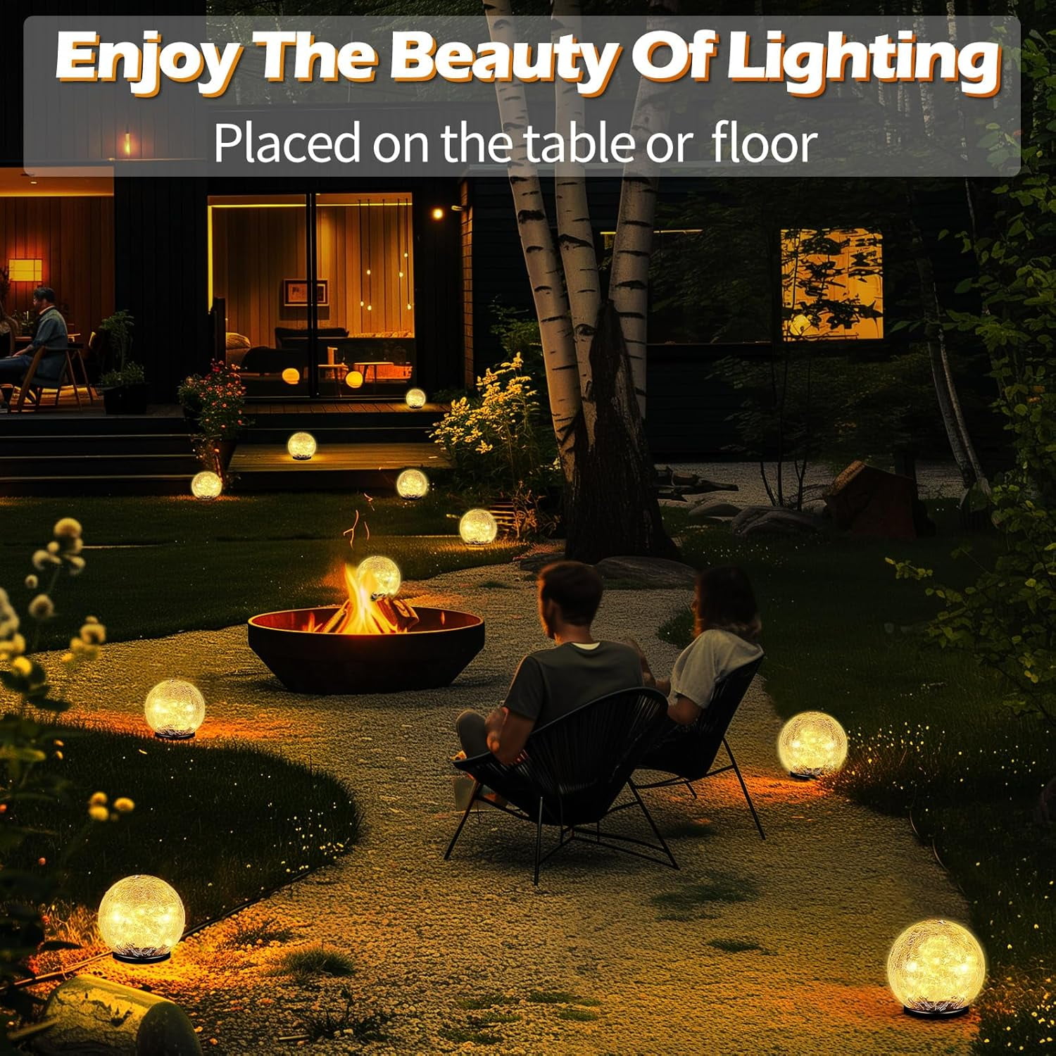 1 Pack Solar Globe Lights Outdoor Waterproof-Solar Balls-Solar Garden Lights-Orbs Cracked Glass Ball for Lawn Patio Yard Backyard Decorations