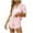 Pink, variant on SwiftWear Pink/Black/Blue Womens Silk Satin Pajama Sets 2 Piece Notch Neck Sleepwear Ruffle Shorts Soft Button-Up Loungewear Pjs Set