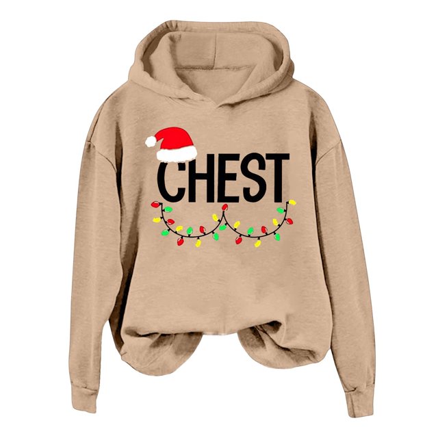 WILLBEST Sudadera de Mujer con Estampado Navideño de Pecho y Nueces, Manga Larga, Estilo Casual y Holgado Chica