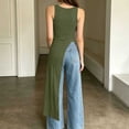 thumbnail image 5 of IUYRTFE Women's Square Neck Sleeveless Asymmetrical Hem Long Tank Top Slim Fit Casual Summer Tunic, 5 of 7