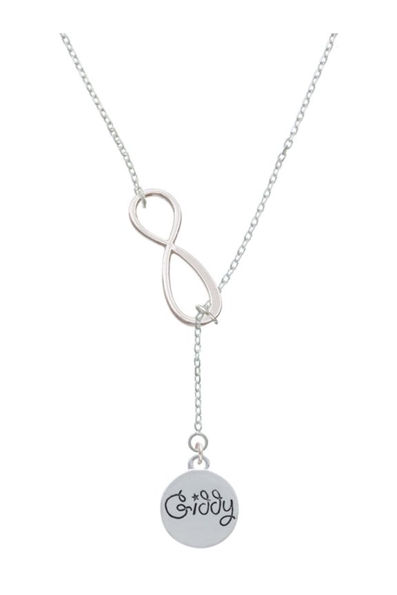 Silvertone Giddy Circle Silver tone Elegant Infinity Lariat Necklace