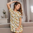 thumbnail image 3 of Fotbe Pizza Slices Bata de Dormir para Mujer con Estampado, Camisón de Algodón de Manga Corta, Ropa de Dormir Casual, 3 of 6