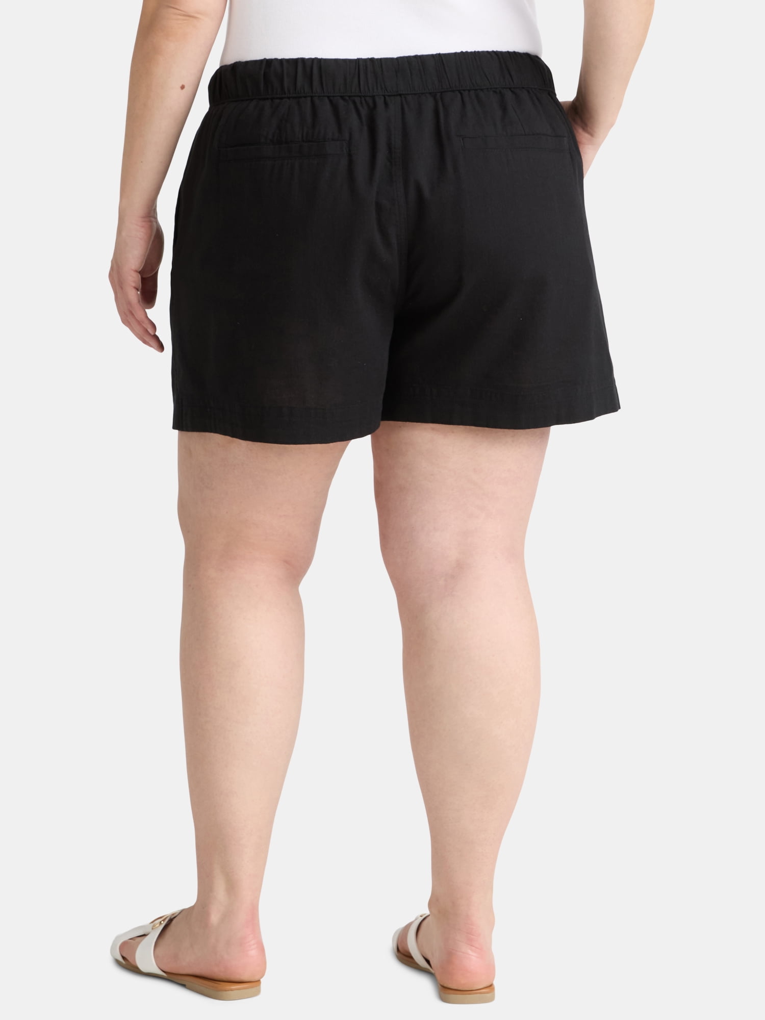Terra & Sky Women's Plus Size Linen Blend Shorts
