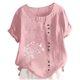 thumbnail image 2 of Xuyuer Women's Spring And Summer Shirts Round Neck Short Sleeve Button Fashion Printed T-Shirt Summer Casual Trendy Blouses Tops, 2 of 5
