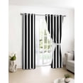 thumbnail image 3 of Black Striped Blackout Curtains for Bedroom/Living Room, Thermal Insulated Kitchen Curtains, Modern Farmhouse Black and White Stripes Grommet Darkening Window Treatment Drapes 42"x63"x2, 3 of 8