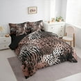 thumbnail image 3 of Castle Fairy Abstract Splash 7 Pieces Bedding Comforter Set for Teens Women Men,Animal Cheetah Zebra Print Full Bedding Set Lightweight,Black Brown Fitted Sheet Flat Sheet,Lightweight Room Decor, 3 of 8