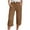 Brown, variant on Capri Pants Women Drawstring Elastic Waist Casual Pants 3/4 Length Capris with Pockets Solid Color