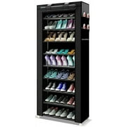 Vebreda 10 Tiers Shoe Rack with Dustproof Cover, Free Standing Shoe Storage Organizer for Closet, Entryway