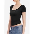 thumbnail image 3 of Womens Basic Scoop Neck Short Sleeve T Shirt Slim Fit Tee Summer Going Out Crop Tops Tight Sexy Shirts, 3 of 6