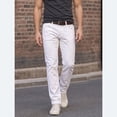 thumbnail image 3 of Men's White Slim Straight Stretch Jeans, Casual Mid-Rise Denim Pants for Work, Vacation& Daily Wear, 3 of 6