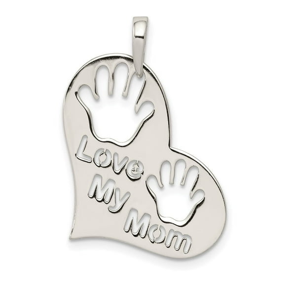 Auriga Fine Jewelry 925 Sterling Silver Love My Mom Heart Pendant for Women