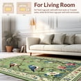 thumbnail image 2 of ODIKA 5'x7' Machine Washable Non-Slip Area Rug, Whimsical Birds and Wildflowers in a Vintage Cottage Style High Traffic Rug, Green, 278815, 2 of 7