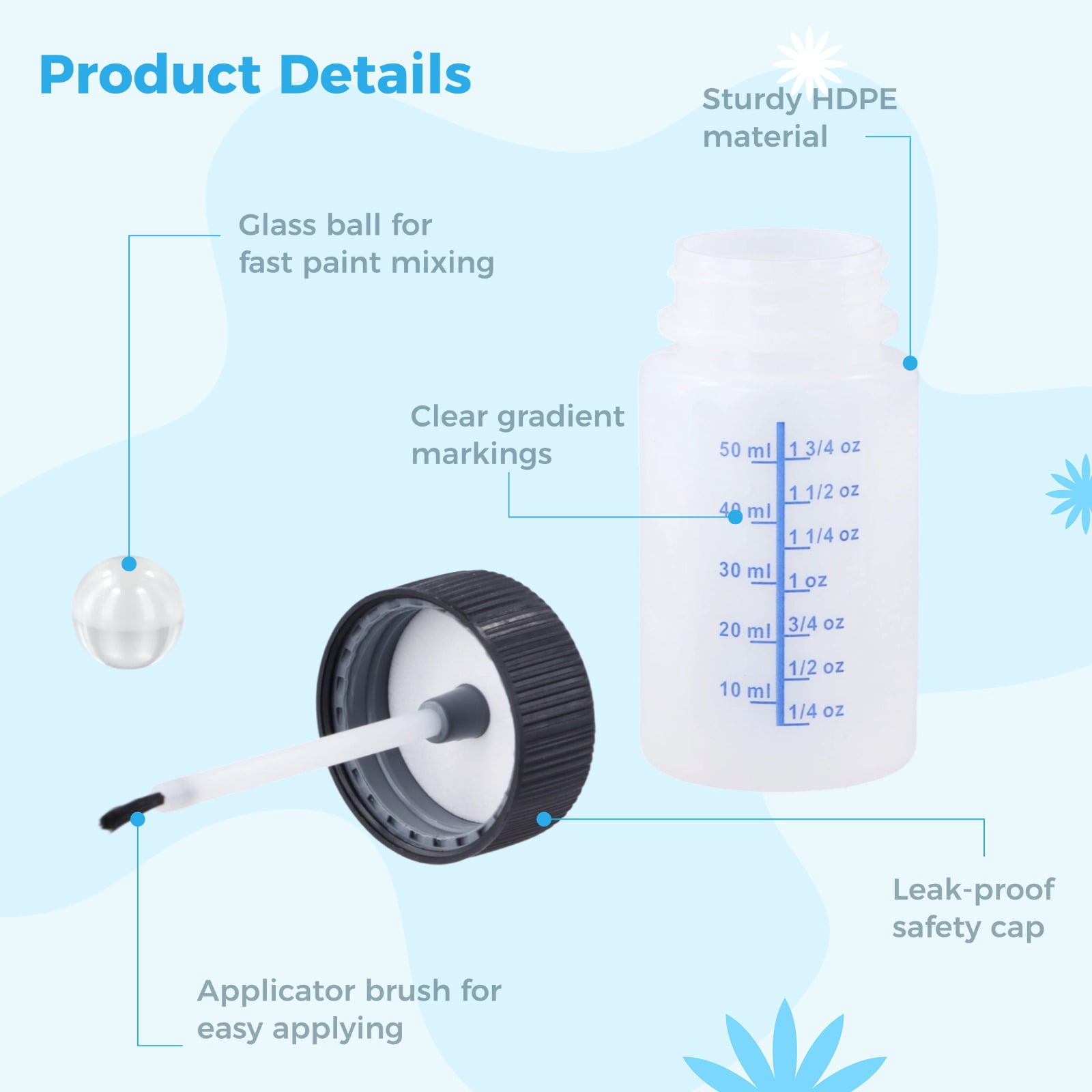 120 Pcs Paint Touch Up Bottles, 2 oz Empty Paint Bottles with Applicator Brushes, Safety Lids, and Mixing Balls, Plastic Leftover Paint Containers for Fixing Car Scratches, Stone Chips