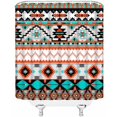 thumbnail image 3 of Aztec Shower Curtain Abstract Geometric Tribal Navajo Ethnic American Southwestern Native Vintage Colorful Pixel Pattern Fabric Bathroom Decor Set with Hooks,Orange Cyan Black(70" WX70 H), 3 of 6