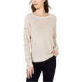 thumbnail image 1 of I.N.C Womens Lace-Up Pullover Sweater, Beige, Large, 1 of 1