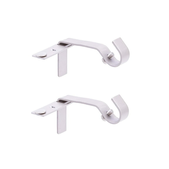Kenney Fast Fit 5/8" No Measure Curtain Rod Brackets, Set of 2, Brushed Nickel