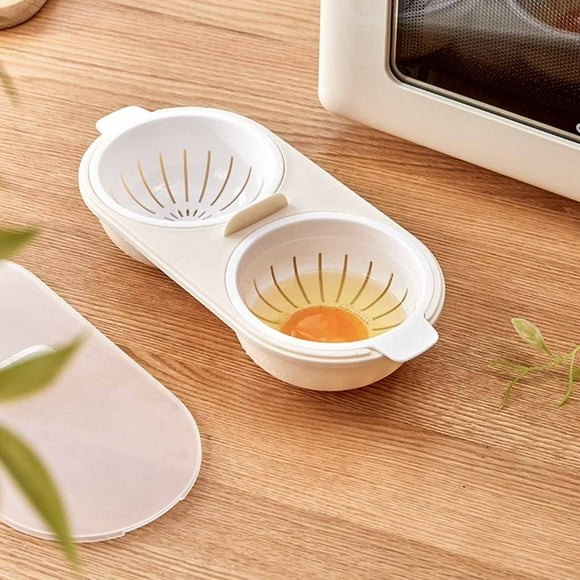 Qaailabf Microwave Egg Cooker - 4-in-1 Plastic Egg Steamer Bowl for Fast Cooking, Boiling & Baby Food Supplement Preparation - Transparent Lid, Compact Kitchen Appliance, White, 9.45x4.33x2.36in