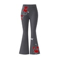 thumbnail image 7 of Women's Yoga Pants High Elastic Waist Print Flared Trousers Stretchy Comfy Casual Workout Fitness Pant (XXL, Dark Gray), 7 of 7
