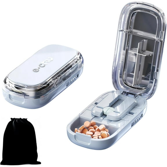 Echu Pill Cutter, Echu Pill Splitter, Adjustable 1/2 1/4 Splitter for Large, Small and Tiny, with Improved Sharp Blade, Accurate Centering Alignment Device