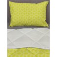 thumbnail image 3 of Geometric Comforter & Sham Bedding Set, Abstract Flower Silhouettes with Hand Drawn Monochrome Design Print, 3 pcs Duvet Set Microfiber Filling Quilt, 5 Sizes, Yellow Green and White, by Ambesonne, 3 of 4