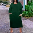 thumbnail image 2 of IROINNID Formal Dress for Women Wedding Guest Evening Night Party Dress Elegant Plus Size Dress Round-Neck Sundresses Knee Long Sleeve Dress,Green, 2 of 5