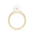 thumbnail image 2 of Angara Freshwater Cultured Pearl Ring with Flush-Set Diamonds in 14K Yellow Gold for Women | June Birthstone Jewelry for Her, 2 of 8