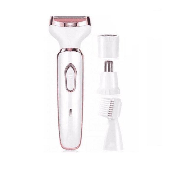 Kit Depiladora Eléctrica 4 En 1 Para Facial Blanca Rosa