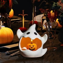 KeirineCC Halloween Candy Dish Halloween Candy Bowls Ghost Bat Ceramic Bowl Candle Holder Tableware Decorations for Halloween Tiered Tray Ornament Home Decor,4.7 Inches 1Pcs,White