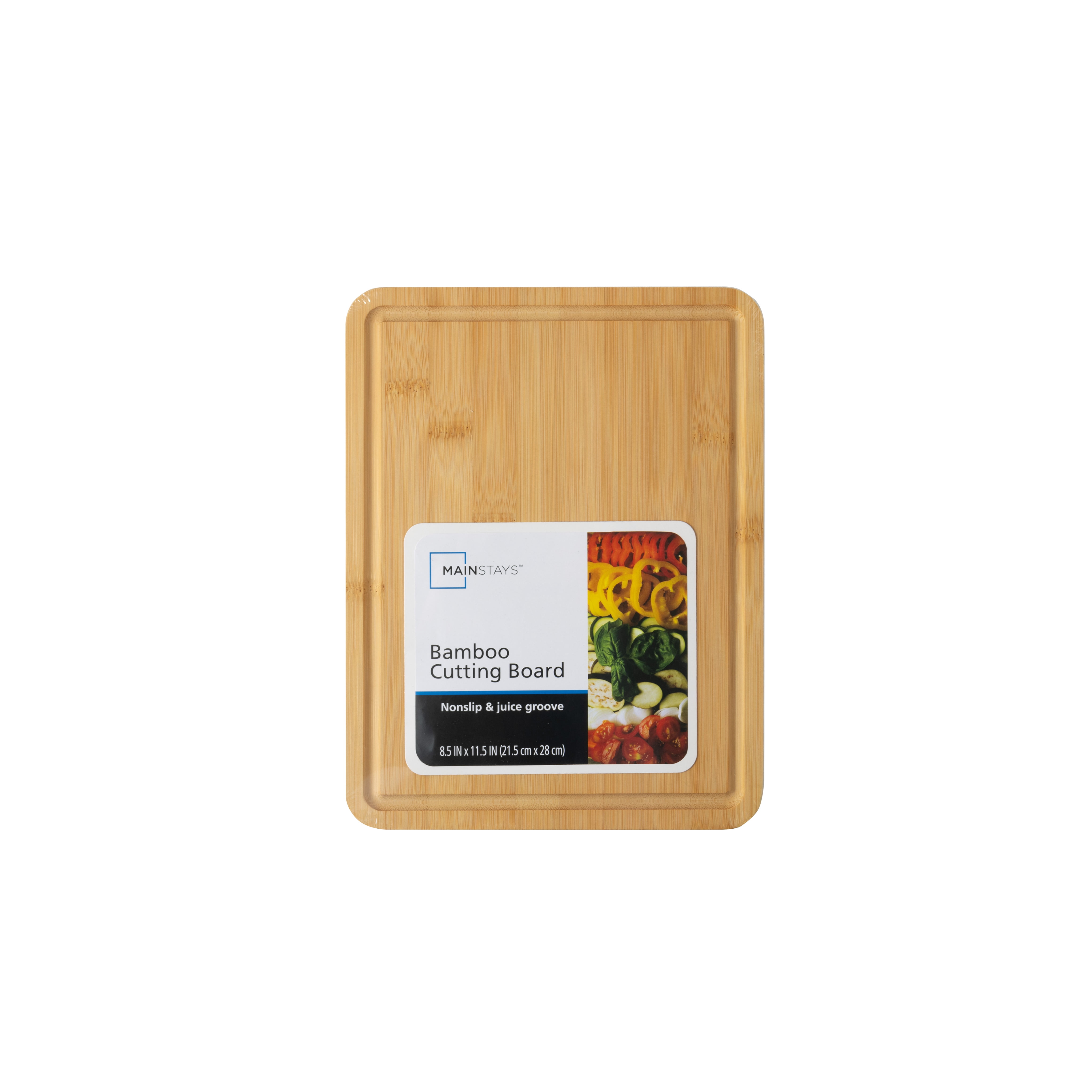 Mainstays Bamboo Cutting Board, 8.5” x 11”, with Juice Groove and Non-Slip Feet