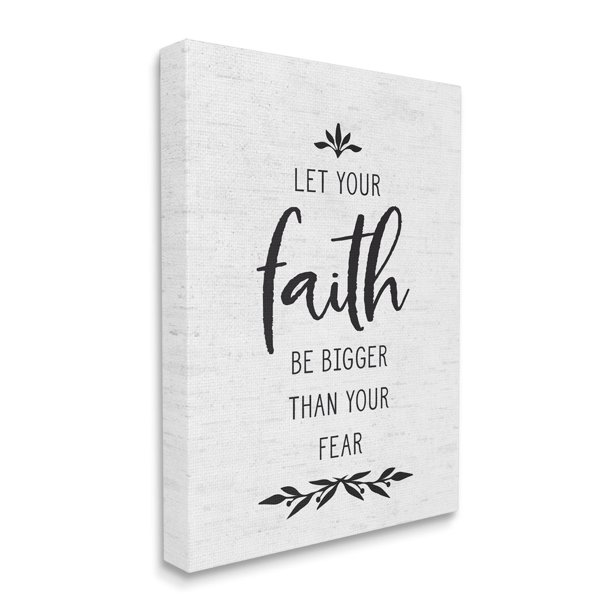 Stupell Industries Faith Over Fear Rustic Birch Pattern Botanical Motif Graphic Art Gallery Wrapped Canvas Print Wall Art, Design by Lettered and Lined