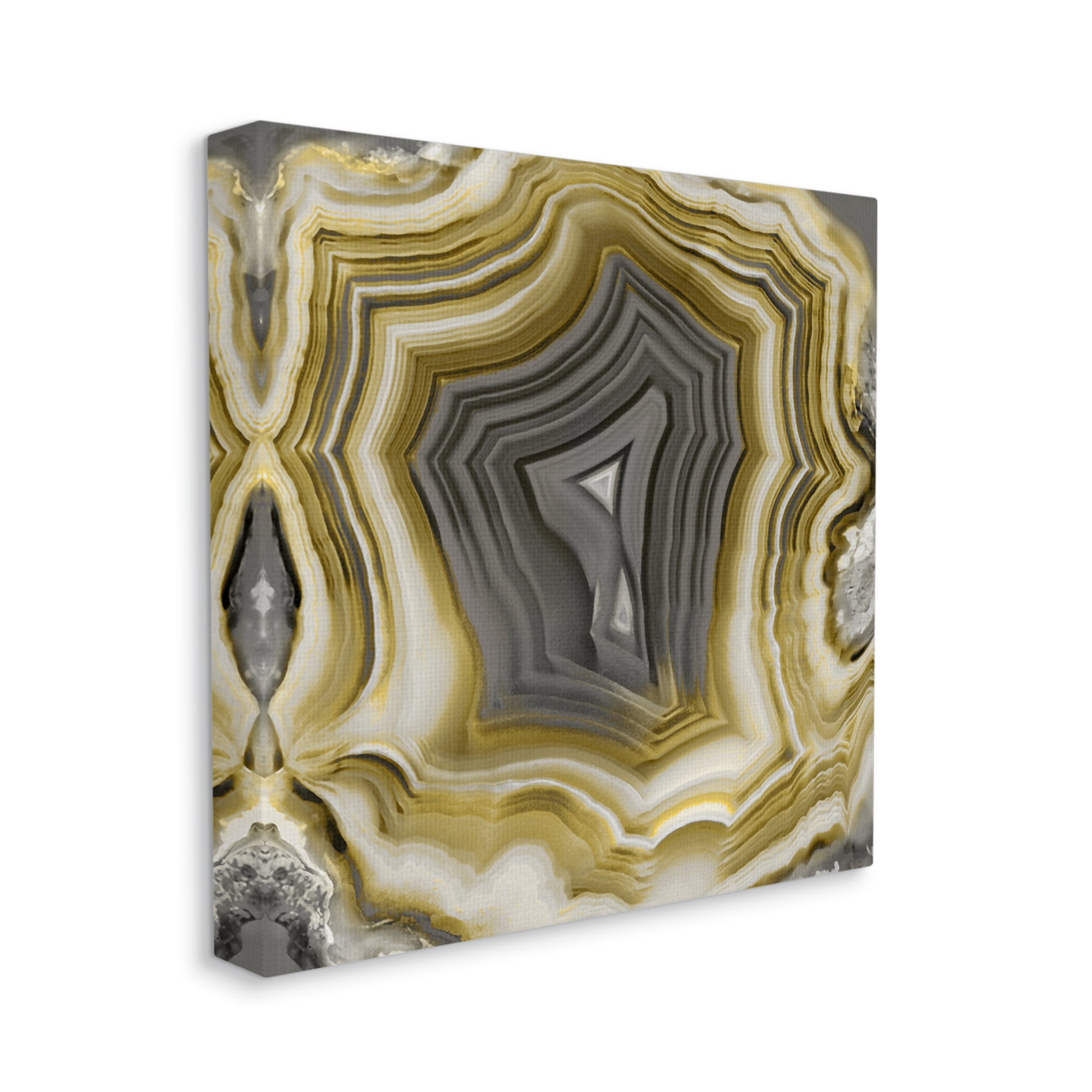 Stupell Neutral Tones Geometric Agate Shape Abstract Painting Gallery Wrapped Canvas Print Wall Art