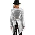thumbnail image 6 of iiniim Women Magician Cosplay Sequin Tailcoat Circus Showman One-Button Tuxedo Jacket Outfits Silver L, 6 of 7