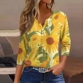 thumbnail image 5 of JULMCOMO Womens Summer Tops Button Down V Neck Blouses 3/4 Sleeve Fashion T-Shirts Sunflower Print Dressy Casual Tops Tunic, 5 of 5