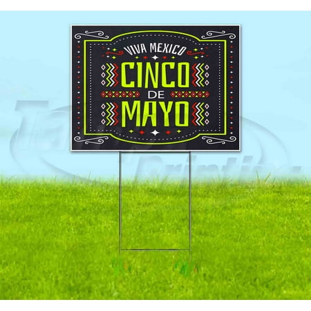 Cinco De Mayo (18" x 24") Yard Sign, Includes Metal Step Stake