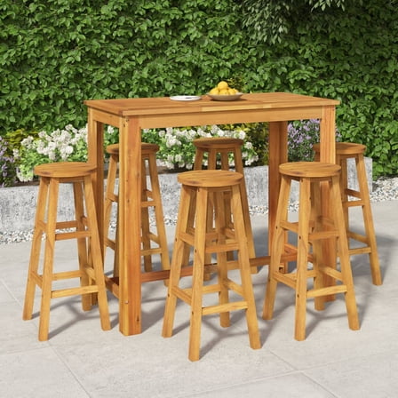 vidaXL 7 Piece Patio Bar Set Solid Wood Acacia