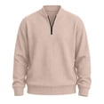 thumbnail image 5 of Ceisia Boys Girls Waffle Knit Quarter Zip Hooded Jacket Solid Color Long Sleeve Fall Winter Outerwear For 3‑14 Years Old Kids Gift, 5 of 9