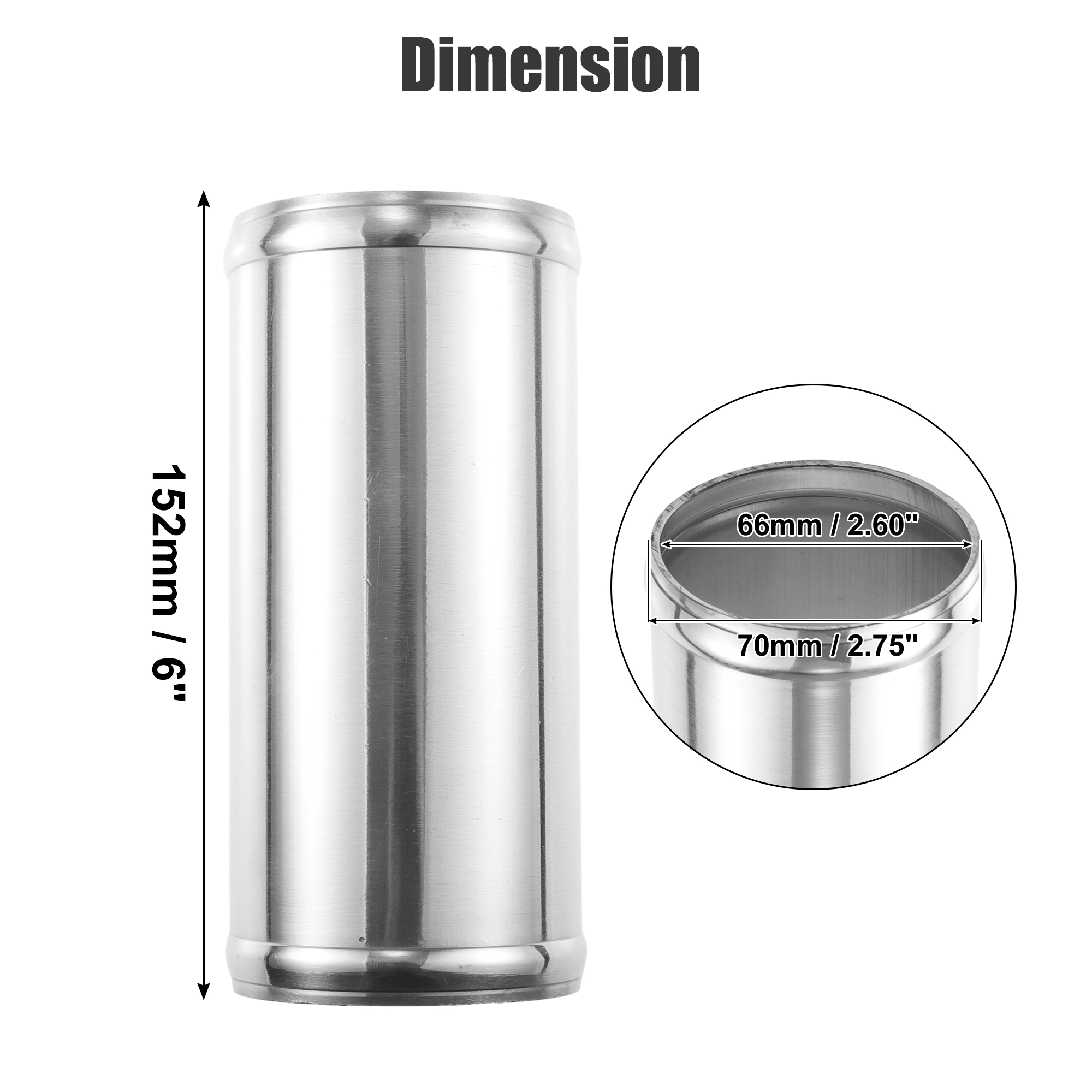 Unique Bargains 6" 152mm Length Universal Car Aluminum Alloy Intercooler Pipe 70mm 2.75"OD
